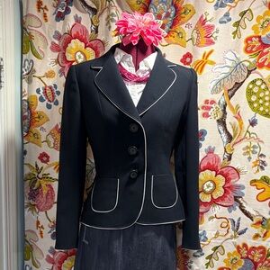 Elegant Navy Blazer with White Trim